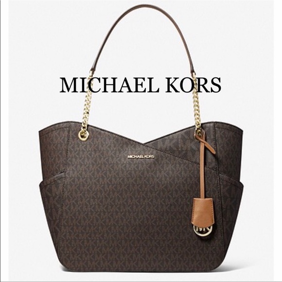 MICHAEL KORS LARGE X CHAIN LOGO SHOULDER BAG BROWN - Picture 5 of 16